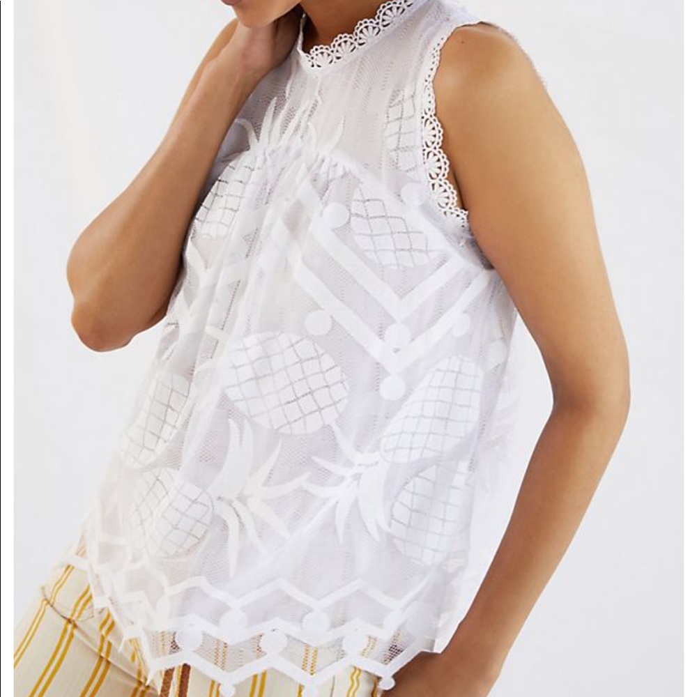 NWOT Anthropologie Maeve pineapple lace top 10